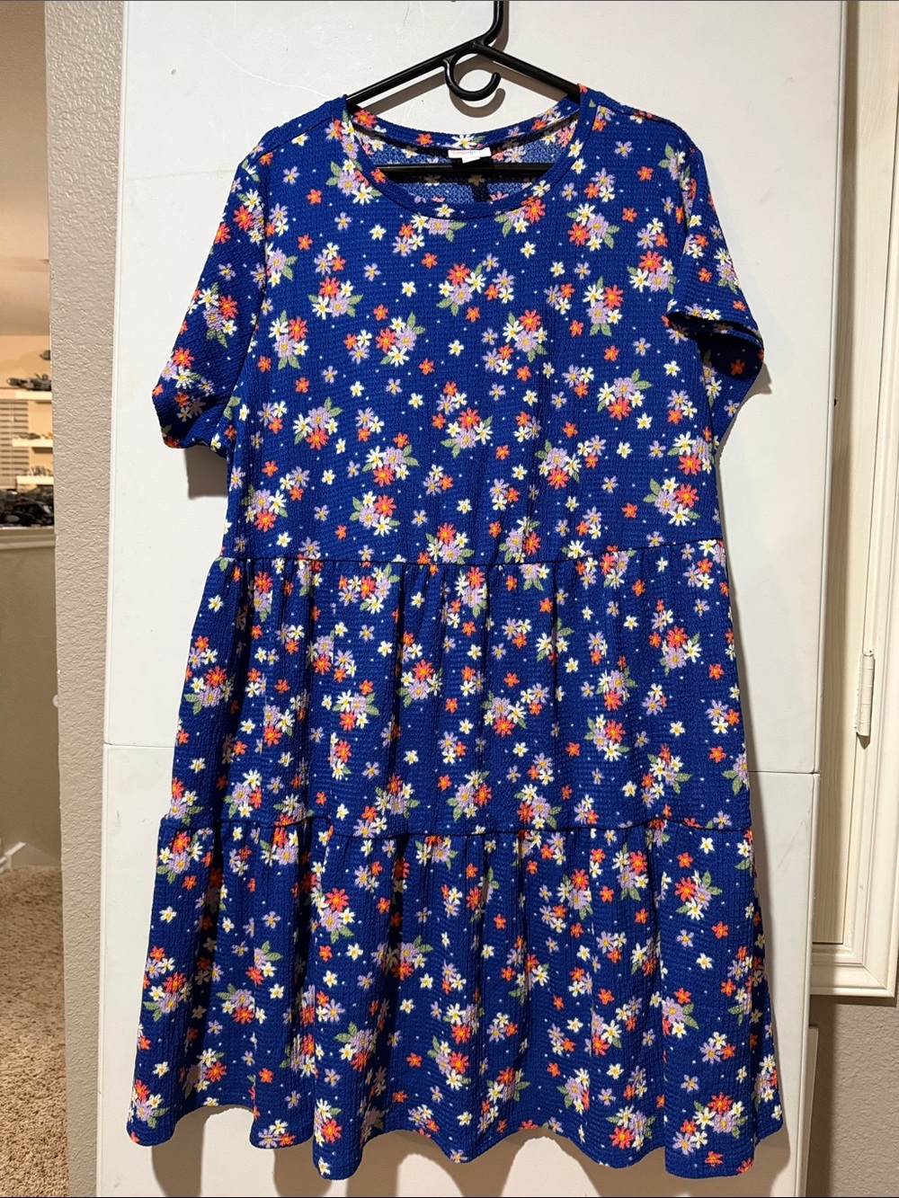 LuLaRoe Ariel Blue Floral Midi Dress